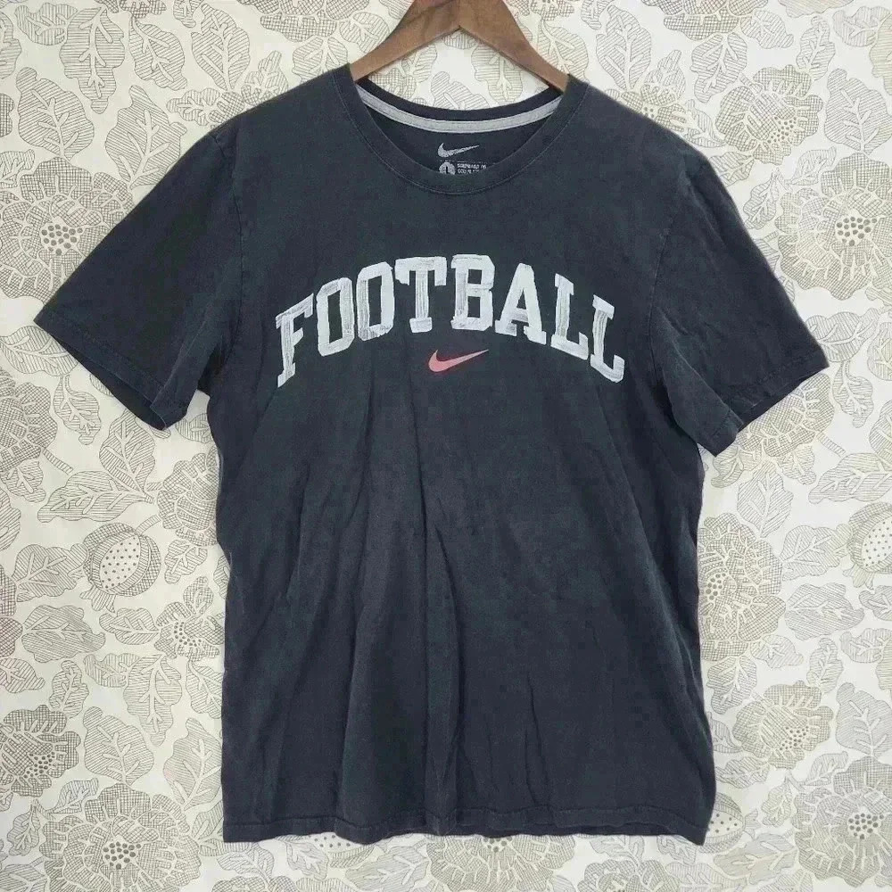 💥   Football Faded Black short sleeve T Shirt Men's L